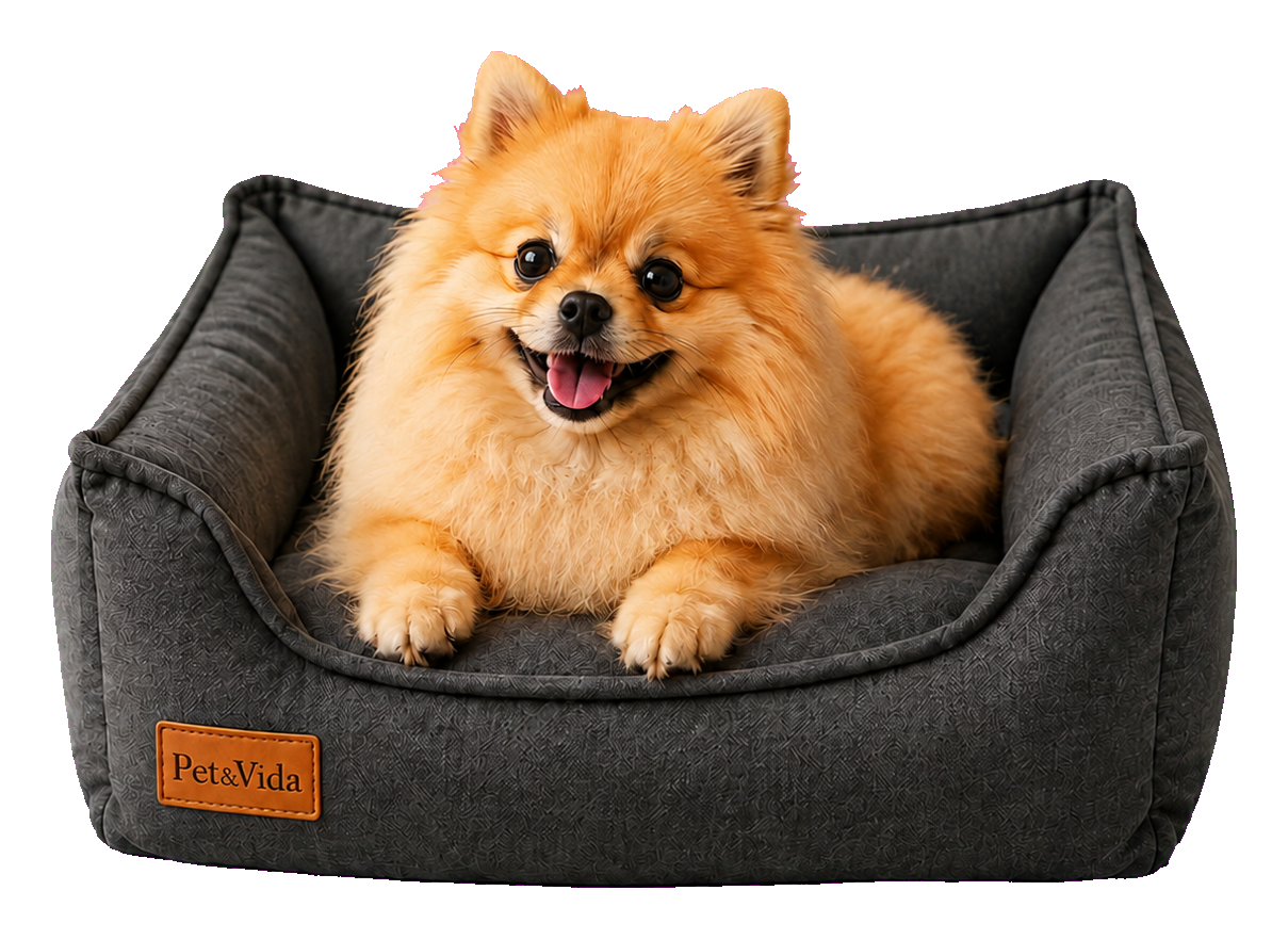 Cachorro deitado na Cama Pet Premium cinza da Pet & Vida